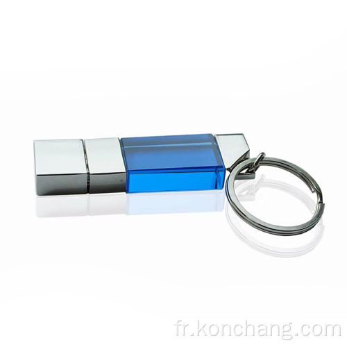 Petit logo 3D de lecteur flash USB en verre cristal